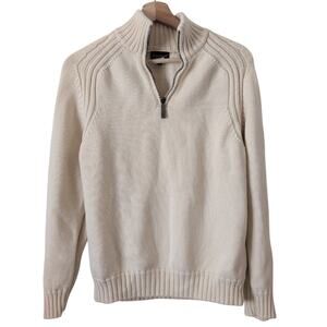 VTG Moncler 1/4 Zip Sweater Womens Medium Cream Heavy New Wool Made in Italy